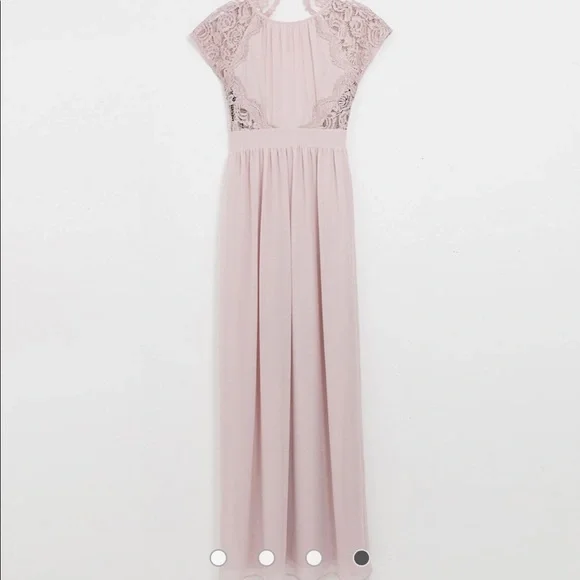 ASOS TFNC Exclusive Open Back Scalloped Lace Dress in Mink - Picture 3 of 4